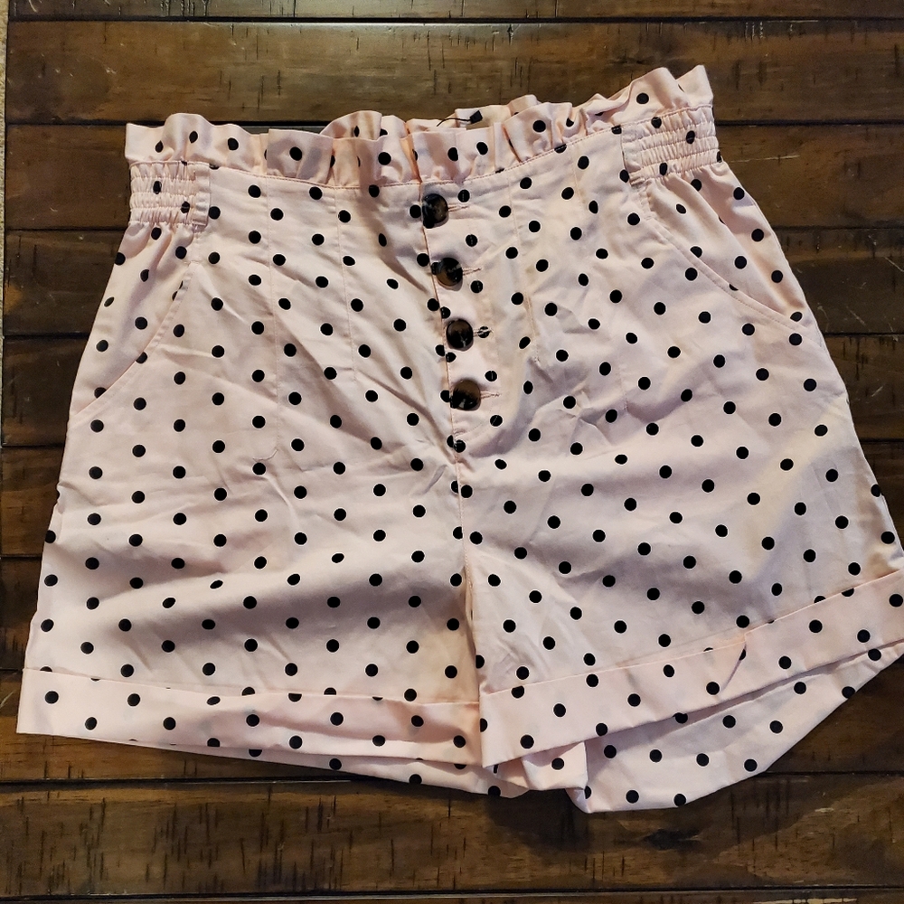 Who What Wear Black & White Polka-dot Shorts Size 14